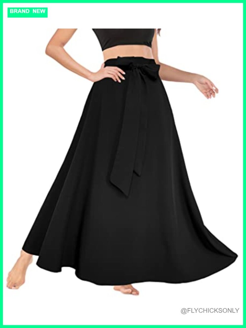 High Waist A-Line Flowy Maxi Skirt with Pockets